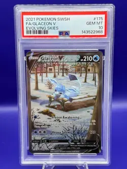Pokemon Sword & Shield Evolving Skies Glaceon V Full Art 175 PSA 10 - Image 1