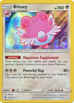 Blissey 153/214 S&M Lost Thunder REVERSE HOLO PERFECT MINT! Pokemon - Image 1