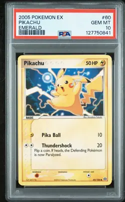 Pikachu #60 PSA 10 2005 Pokemon EX Emerald POP 95 NEW CERT - Image 1