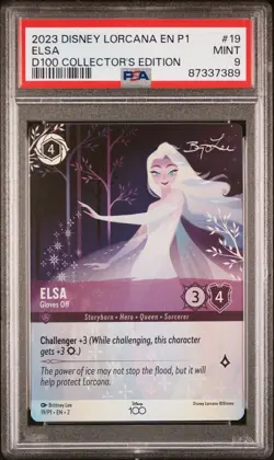 PSA 9 - Elsa Gloves Off 19/P1 - Disney Lorcana D100 Collector's Edition Promo SP - Image 1
