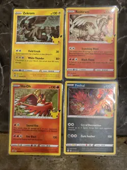 Pokemon TCG Holo Rare 25th Celebrations Cards Zekrom, Ho-oh, Reshiram & Yveltal - Image 1