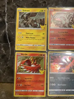 Pokemon TCG Holo Rare 25th Celebrations Cards Zekrom, Ho-oh, Reshiram & Yveltal - Image 3