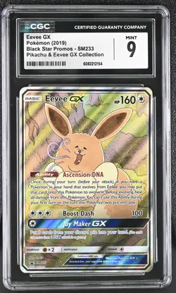 CGC 9 MINT Eevee GX 2019 Black Star Promos SM233 Pokemon Card - Image 1