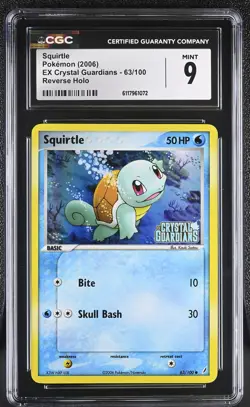 CGC 9 Squirtle EX Crystal Guardians 63/100 Reverse Holo STAMPED Pokemon Card - Image 1