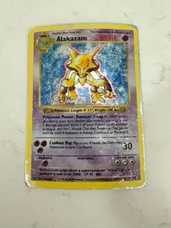 1999 Alakazam base set 1/102 holo shadowless HP/DMG Pokemon - Image 1