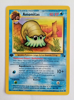 Pokemon Karte Amonitas 52/62 Fossil 1. Edition Deutsch NM - Image 1