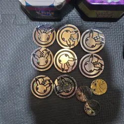 Pokemon Tin Lot of 16 Assorted Sizes EMPTY Metal Tin Card Storage with 11 coins - Image 5