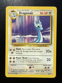 FREE SHIPPING Dragonair 22/130 Rare Pokemon Card 1999 Base Set Non Holo Vintage - Image 1