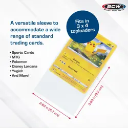 BCW Standard Card Sleeves - 500 Pack - 2-5/8" x 3-5/8" | Crystal Clear Acid-F... - Image 3