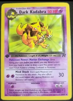 1st Edition Pokemon TCG - Dark Kadabra Uncommon Team Rocket 39/82 NM - Image 1