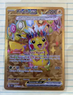 Pikachu ex 247/191 Hyper Rare Surging Sparks NM Pokemon Gold - Image 1