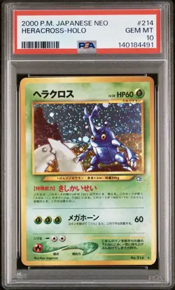 2000 Pokemon Japanese Neo Heracross Holo PSA 10 Gem Mint #214 - Image 3