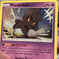 HD Swirl Mew Tail - Marshadow SM85 Sun & Moon Promos Cosmos Holo Pokemon HP/DMG - Image 1