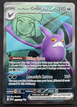 Team Rocket's Crobat ex Ultra Rare 217/182 Pokemon TCG Destined Rivals Full Art - Image 1