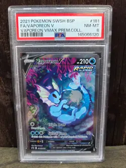 VAPOREON V (SWSH181) - PSA 8 - 2021 POKEMON SWSH PROMO 181 FULL ART - Image 1
