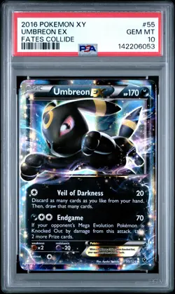 2016 POKEMON XY FATES COLLIDE #55 UMBREON EX PSA 10 - Image 1