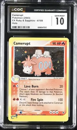 Camerupt 4/109 Holo 2003 EX Ruby & Sapphire CGC 10 Graded Pokemon Card - Image 1