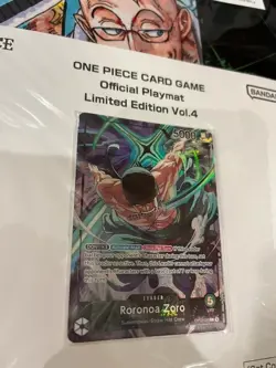 ONE PIECE Card Game Official Playmat Limited Edition Vol. 4 Zoro w/ Promo Leader - Image 3