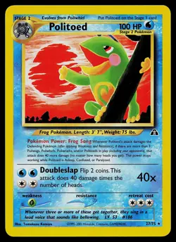 Pokemon Card - Politoed Neo Discovery 27/75 Rare - Image 1