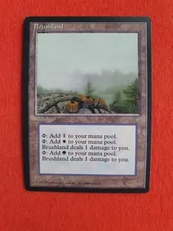 Brushland , MTG Ice Age (1995), Rare Land NM - Image 1