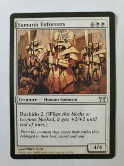 MTG Magic The Gathering Card Samurai Enforcers Creature Human Samurai White Cham - Image 1