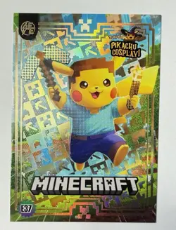 Minecraft (Pikachu) #E37 - Gold Holo Box Hit Electric Pikachu Cosplay Pokemon - Image 1