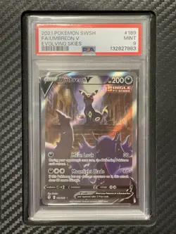 2021 PSA 9 FA Umbreon V #189 Alternate Full Art Pokemon TCG SWSH Evolving Skies - Image 1