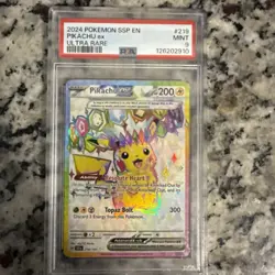 Pikachu EX 219/191 Surging Sparks Ultra Rare Pokemon PSA 9 - Image 1