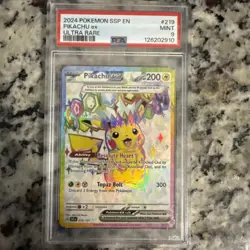 Pikachu EX 219/191 Surging Sparks Ultra Rare Pokemon PSA 9 - Image 2