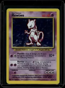 Pokemon TCG Mewtwo 10/102 Base Set Holo Rare LP - Image 1
