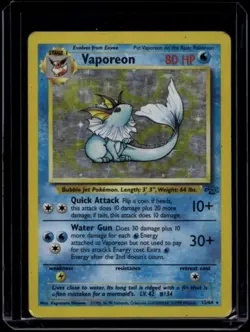 Pokemon TCG Vaporeon 12/64 Jungle Holo Rare HP - Image 1