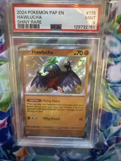 2024 POKEMON PAF EN-PALDEAN FATES #175 HAWLUCHA SHINY RARE PSA 9 MINT LOW POP - Image 1