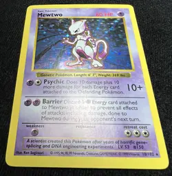Mewtwo Base Set Holo 10/102 Shadowless 1999 Vintage Pokemon Wotc - LP/MP - Image 5
