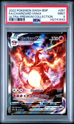 2022 POKEMON SWSH BLACK STAR PROMO #261 FULL ART/CHARIZARD VMAX PSA 9 - Image 1