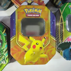 Lot of 6 Pokemon TCG Empty Metal Tin Boxes Pikachu Bulbasaur Mewto - Image 3