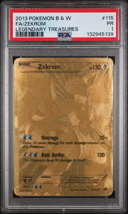 Gold Zekrom Full Art Secret - 115/113 - Legendary Treasures Pokemon Card - PSA 1 - Image 1