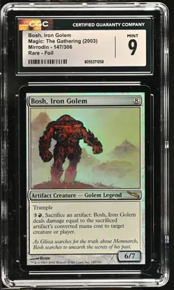 BOSH, IRON GOLEM Mirrodin Foil Rare CGC 9 MTG [Nostalgium] - Image 1