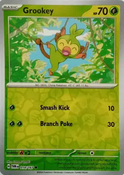 Pokemon TCG Grookey Scarlet & Violet-Twilight Masquerade 014/167 Reverse Holo - Image 1