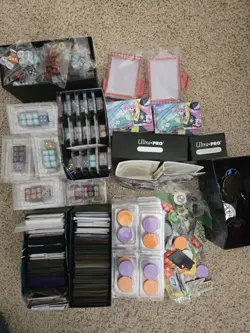 HUGE Pokemon TCG Accessories Lot Coins Dividers Dice SEALED and Loose Sleeves - Image 1