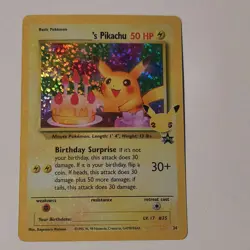 Pokemon Birthday Pikachu Promo Holo 50 HP LV.17 #25 Vintage 1998 - Image 1