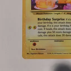 Pokemon Birthday Pikachu Promo Holo 50 HP LV.17 #25 Vintage 1998 - Image 5
