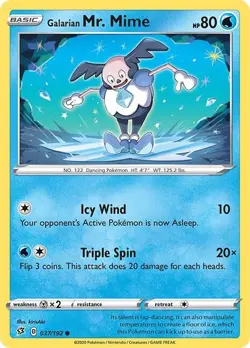 Galarian Mr Mime #037/192 *REVERSE HOLO* (Rebel Clash) SWSH02 Pokemon MP *2020* - Image 3