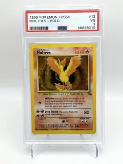 1999 Pokemon Fossil 12 Moltres-Holo PSA 3 - Image 1