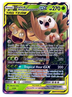 Rowlet & Alolan Exeggutor GX 1/236 Holo Rare GX Unified Minds Pokemon NM - Image 1