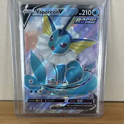 Pokemon TCG Vaporeon V 172/203 Evolving Skies Full Art Rapid Strike Holo 210 HP - Image 1