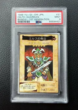 1999 YU-GI-OH! JPN BANDAI-1ST GENERATION #27 CELTIC GUARDIAN PSA 9 - Image 1
