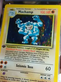 CGC 5 Fourth Print 1999-2000 Pokemon Card Base Set Machamp 8/102 graded 4th - Image 3