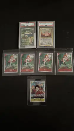 Pokemon & One Piece Graded Holo Card Lot Snorlax Clefable Nami Luffy 7 Cards - Image 1