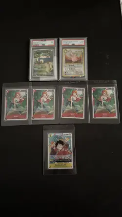Pokemon & One Piece Graded Holo Card Lot Snorlax Clefable Nami Luffy 7 Cards - Image 2