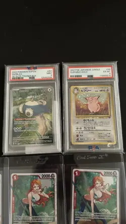 Pokemon & One Piece Graded Holo Card Lot Snorlax Clefable Nami Luffy 7 Cards - Image 3